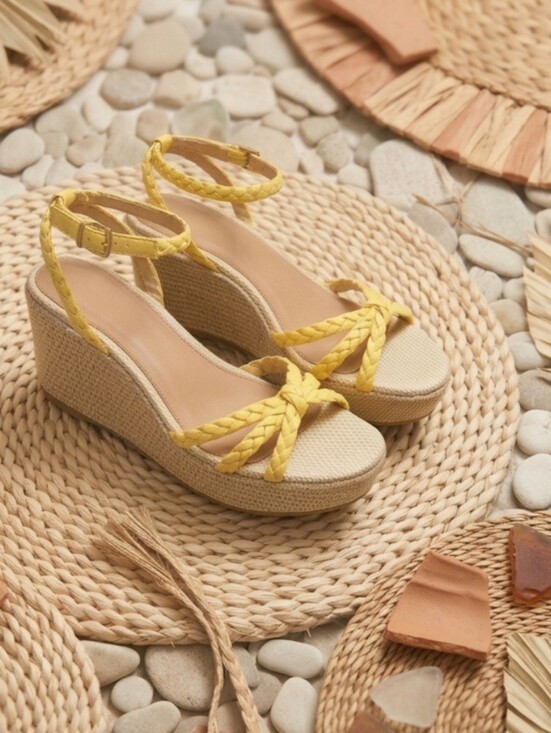 ANTONIO MELANI Shoes - Antonio Melani Women's Size 9.5 M Platform Wedge Yellow Leather Ankle Strap 145